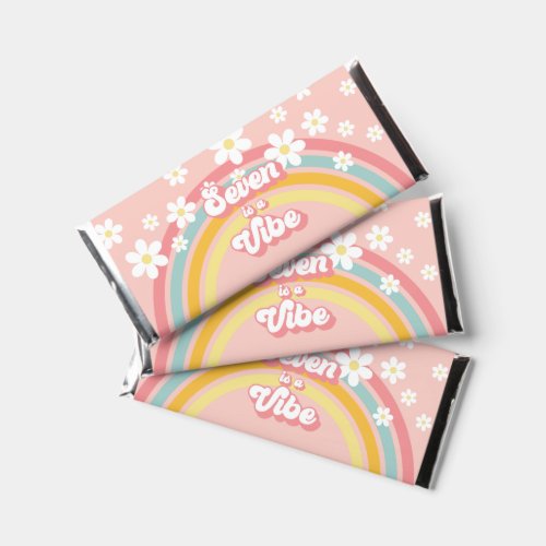 Retro Rainbow Seven is a Vibe 7th Birthday Hershey Bar Favors