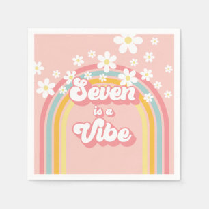 Retro Rainbow Seven is a Vibe Groovy 7th Birthday Napkins