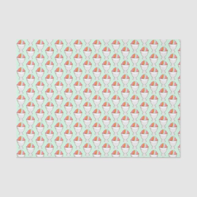 Retro Rainbow Sherbet Ice Cream Dessert Green Tissue Paper (Front)