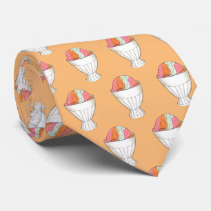 Retro Rainbow Sherbet Ice Cream Dessert Orange Neck Tie