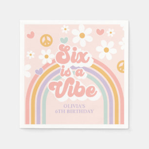 Retro Rainbow Six is a Vibe 6th Birthday Napkins