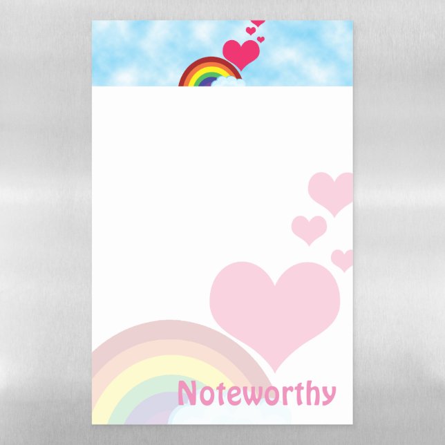Retro Rainbow Sky and Hearts Magnetic Dry Erase Sheet (Vertical)