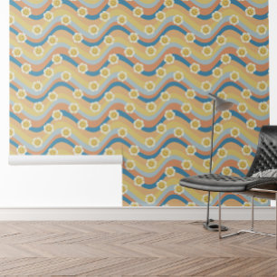 Retro Rainbow Smile face Flowers Wallpaper