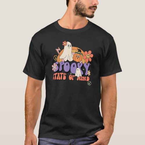 Retro Rainbow Spooky State Of Mind Boo Ghost Spook T_Shirt