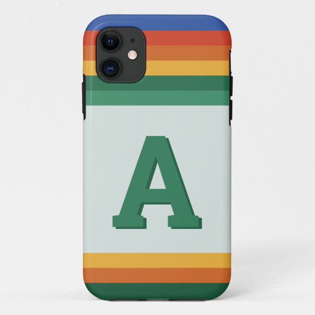 Retro rainbow stripe monogram Case-Mate iPhone case (Back)