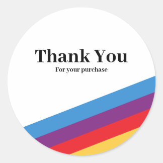 Retro Rainbow Stripe Thank You Small Biz Packaging Classic Round Sticker