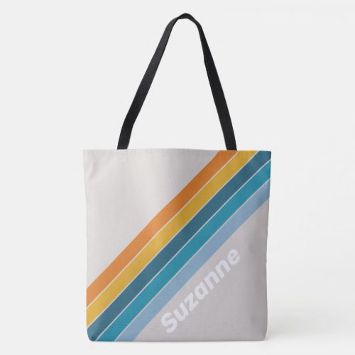 Retro Rainbow Stripe Tote Bag