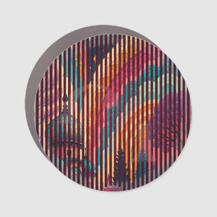Retro Rainbow Striped Car Magnet – Customizable