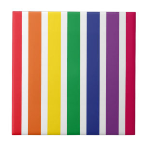 Retro RAINBOW Stripes Ceramic Tile
