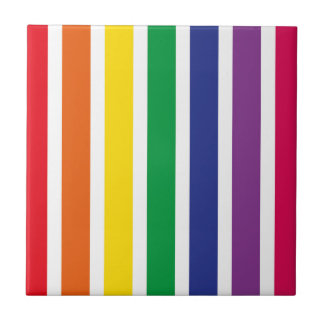 Retro RAINBOW Stripes Ceramic Tile