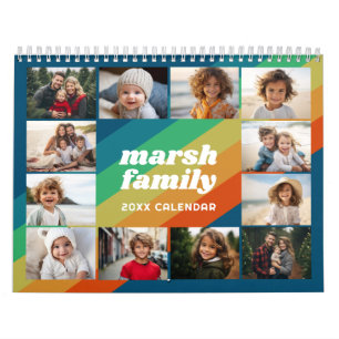 Retro Rainbow Stripes Custom Photo - 13 Pictures Calendar