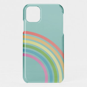 Retro Rainbow Stripes Teal iPhone 11 Case