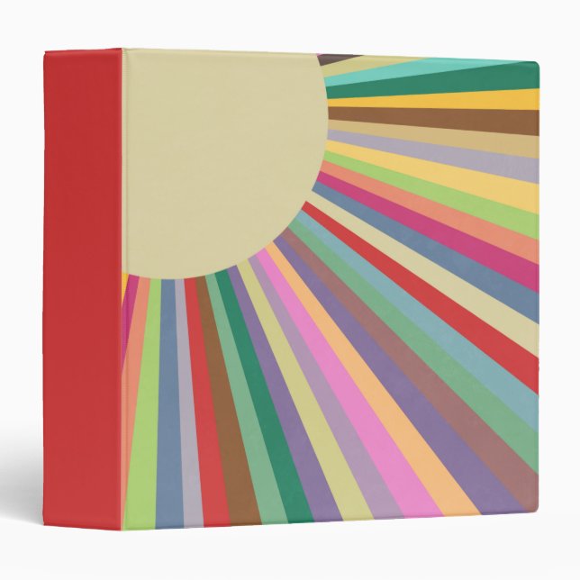 Retro Rainbow Summer Sunbeams 3 Ring Binder (Front/Spine)