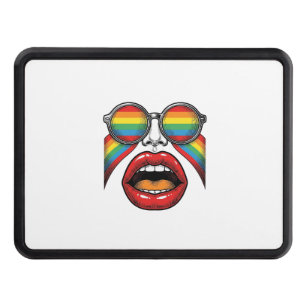 Retro Rainbow Sunglasses Lips Face Vector Design_1 Hitch Cover