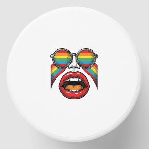Retro Rainbow Sunglasses Lips Face Vector Design_1 Mini Candle Favors