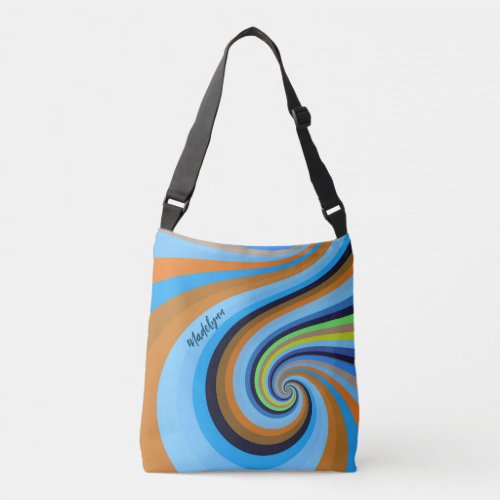 Retro Rainbow Swirl Personalized Crossbody Bag