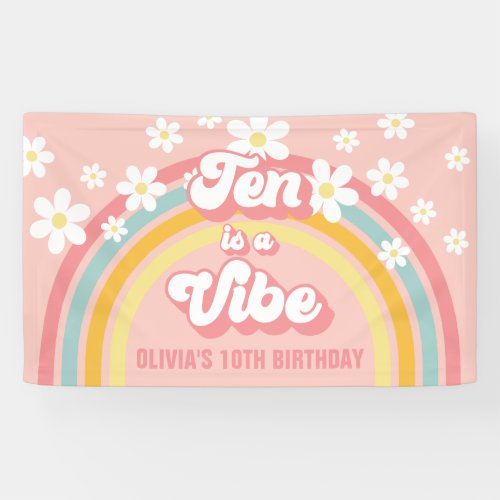 Retro Rainbow Ten is a Vibe Groovy 10th Birthday Banner