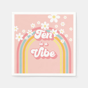 Retro Rainbow Ten is a Vibe Groovy 10th Birthday Napkins