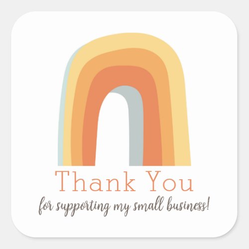 Retro Rainbow Thank You for Your Support Square Sticker