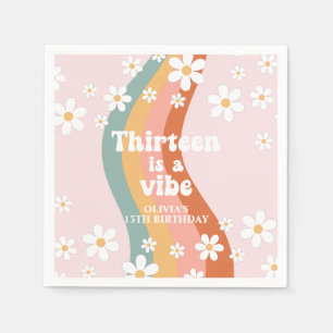 Retro Rainbow Thirteen is a Vibe 13th Birthday Napkins