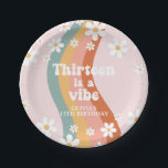 Retro Rainbow Thirteen is a Vibe 13th Birthday Paper Plates<br><div class="desc">Retro rainbow swirl Thirteen is a Vibe 13th birthday party.</div>