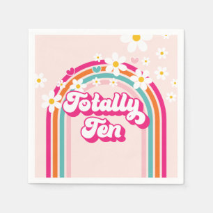 Retro Rainbow Totally Ten 10th Birthday Napkins
