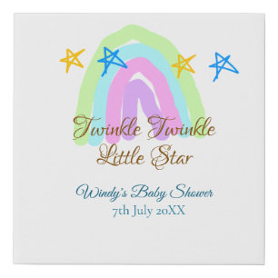 Retro rainbow twinkle twinkle little stars baby sh faux canvas print