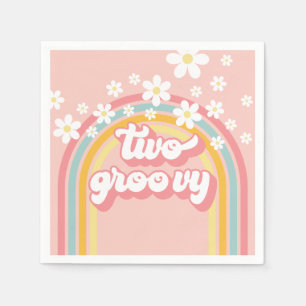 Retro Rainbow Two Groovy 2nd Birthday Napkins