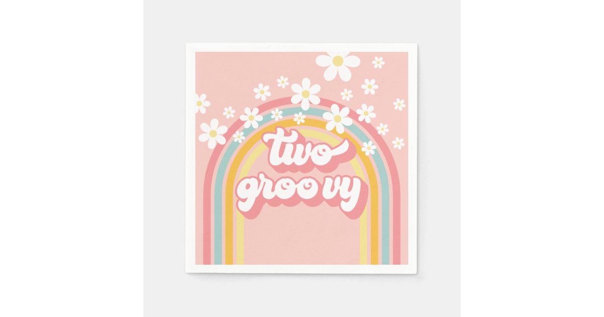 Retro Rainbow Two Groovy 2nd Birthday Napkins | Zazzle