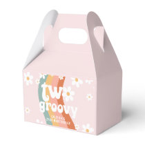 Retro Rainbow Two Groovy Daisy 2nd Birthday Favor Boxes