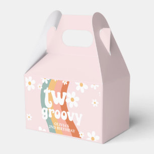 Retro Rainbow Two Groovy Daisy 2nd Birthday Favor Boxes