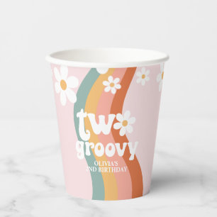 Retro Rainbow Two Groovy Daisy Paper Cups