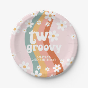 Retro Rainbow Two Groovy Daisy Paper Plates