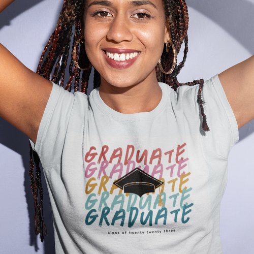Retro Rainbow Typography Graduate Class of 2023 T_Shirt