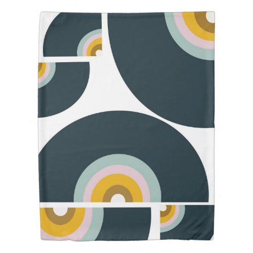 Retro Rainbow Vinyl 1 wall art Duvet Cover