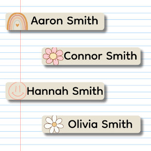 Retro Rainbow Waterproof Back-to-School Kids' Labels