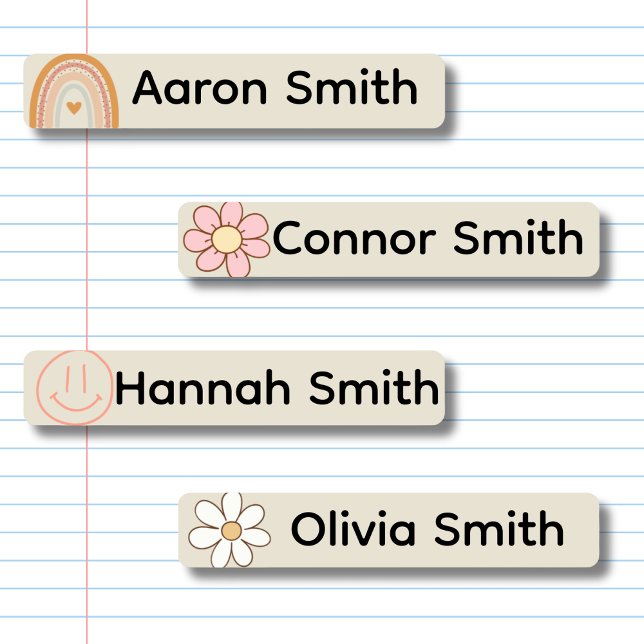 Retro Rainbow Waterproof  Back-to-School Kids' Labels (Creator Uploaded)