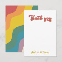 Retro Rainbow Wave LGBTQ Gay Pride Wedding