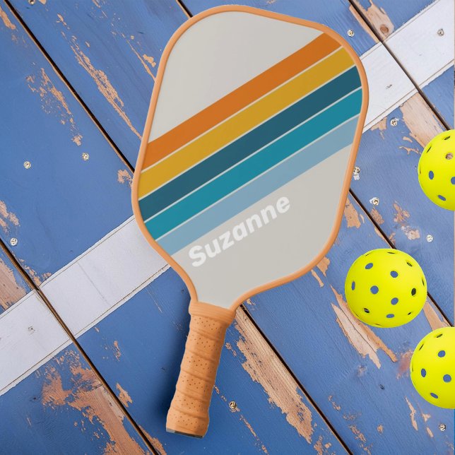 Retro Rainbow with Name Pickleball Paddle (Creator Uploaded)