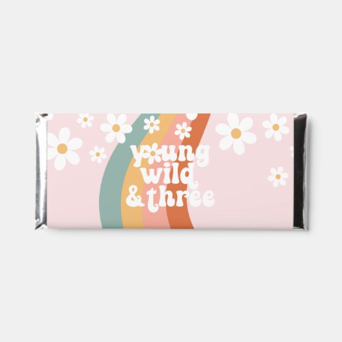 Retro Rainbow Young Wild Three Daisy Hershey Bar Favors