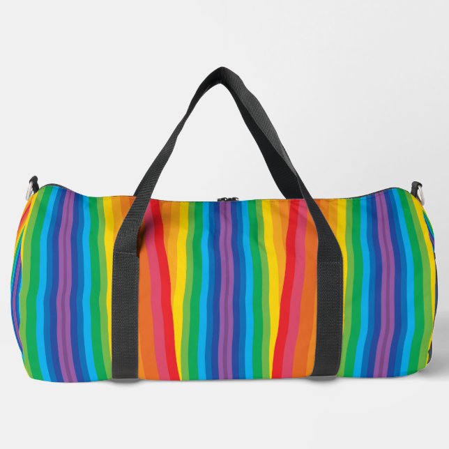 Retro Rainbows Large Duffel Bag (Front)