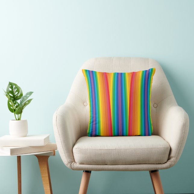 Retro Rainbows Throw Pillow (Chair)