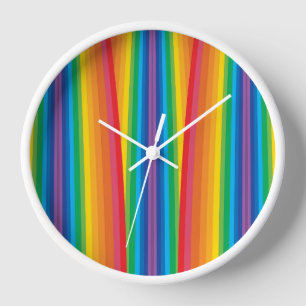 Retro Rainbows Wood Framed Clock