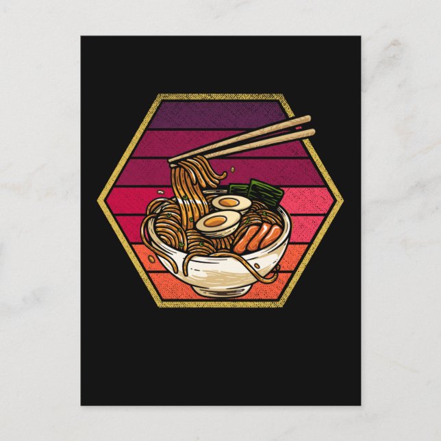 Retro Ramen Bowl Anime Japanese Noodles Bowl Otaku Postcard (Front)