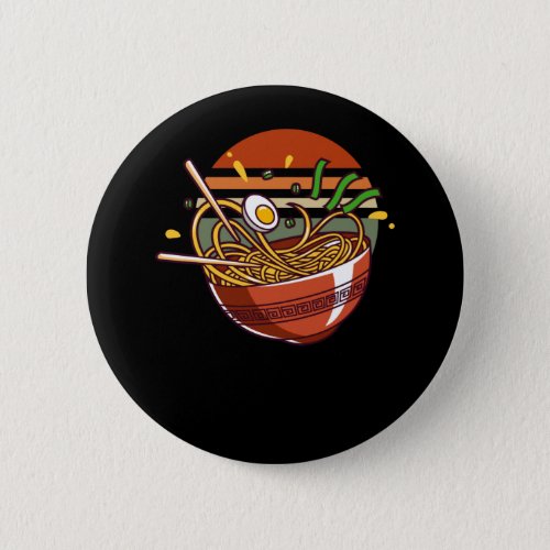 Retro Ramen Bowl with Chopsticks Japanese Noodles Button