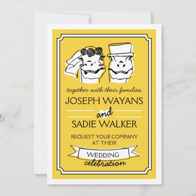 Retro Raptor Wedding Invitation (Front)