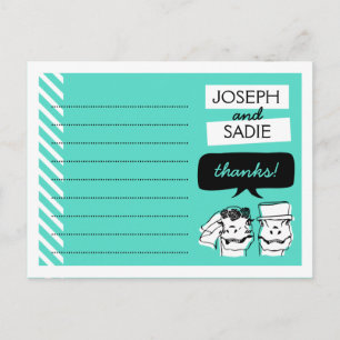 Retro Raptors Wedding Thank You Card (striped)