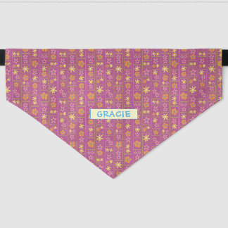 Retro Raspberry Patchwork Floral Custom Large Pet Bandana Collar