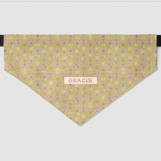 Retro Raspberry Patchwork Floral Custom Large Pet Bandana Collar