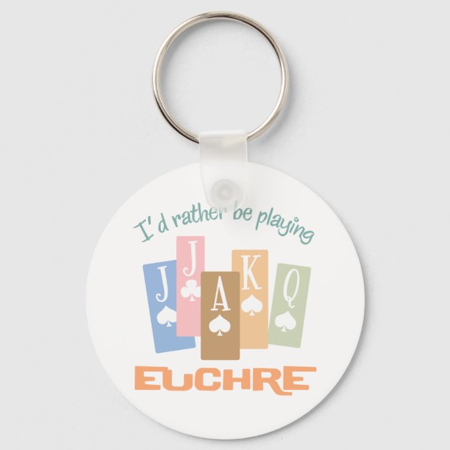 Retro Rather Play Euchre Keychain (Front)